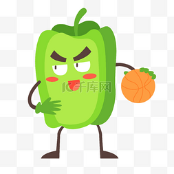 可爱蔬菜水果图片_可爱蔬菜做运动打篮球的柿子椒