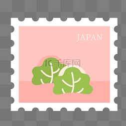生菜年糕粉色日本邮票