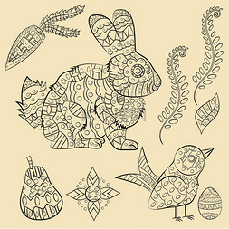 卡通动物背景小兔子图片_动物和植物装饰品的向量例证啮齿