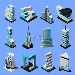 现代高科技建筑图片_等距未来主义建筑集与高科技风格