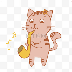 吹萨克斯的小猫咪音乐家