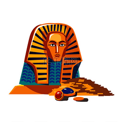 雕像卡通图片_古埃及矢量卡通插画。