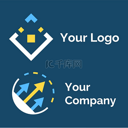 平面设计公司图片_公司徽标模板、带线条和箭头的几