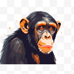 猩猩扁平插画手绘免抠元素