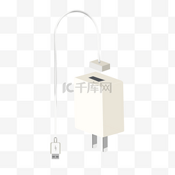 充电器电源图片_充电器充电线立体白色