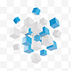 3DC4D立体蓝白色多个方块