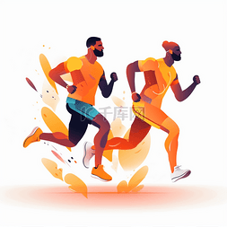矢量扁平人物运动图片_矢量扁平人物运动健身跑步