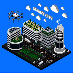 空气净化器素材图片_智能城市技术等距概念