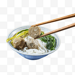 肉米粉图片_筷子夹牛肉丸