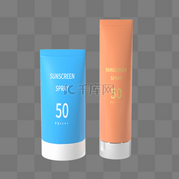 美容防晒护肤品图片_3D立体美容防晒护肤产品