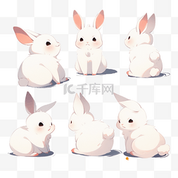 卡通可爱小白兔图片_卡通可爱动物贴纸装饰笑兔子小白