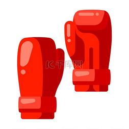 红色的拳击手套图片_扁平风格拳击手套的标志造型运动