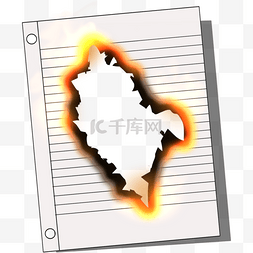 笔记本纸白色燃烧火焰撕纸橙色