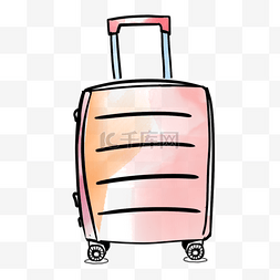 粉色卡通行李箱图片_蓝色粉色手绘晕染卡通行李箱
