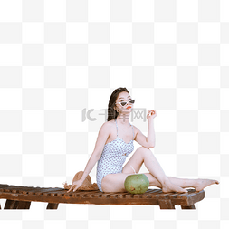 写真美女图片_人物白天泳装美女沙滩坐着