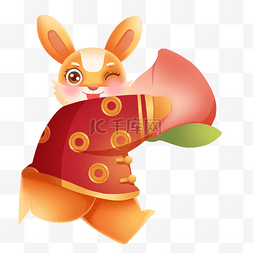 兔年新春祝福寿桃兔子