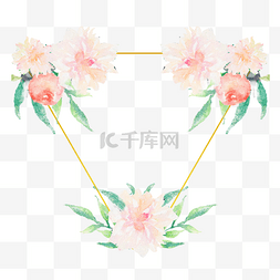 复古水彩花卉婚礼三角形边框
