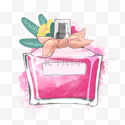 粉色香水背景图片_水彩香水瓶粉色玻璃瓶