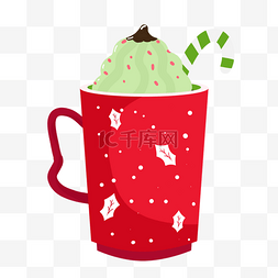 咖啡饮料矢量图片_杯子泡沫雪圣诞节日卡通图片