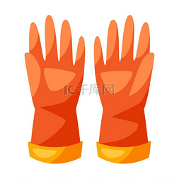 橡胶手套图片_用于清洁的橡胶手套的插图。