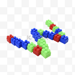 彩色立方体玩具积木字母w