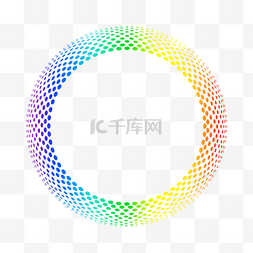 圆环抽象图片_圆环半色调风格彩虹色