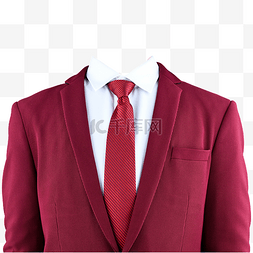 摄影图红领带红西装白衬衫