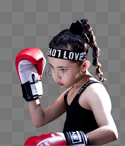 健身少儿拳击搏击小女生训练人物