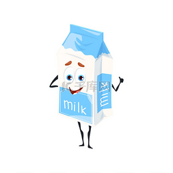 拇指向上手势图片_卡通滑稽的牛奶角色，乳制品和饮