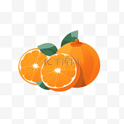 两块切开的橙子图片_卡通手绘水果橙子