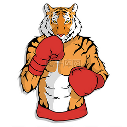 卡通老虎背景图片_老虎在拳击风格打扮
