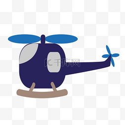 直升机图片_蓝色创意卡通直升机图形
