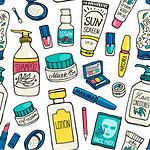 make up and cosmetics icons pattern