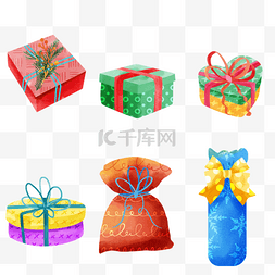 购物礼物盒背景图片_圣诞节礼物水彩可爱风格
