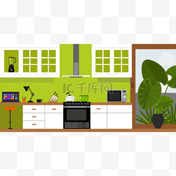 房子室内卡通图片_厨房室内家具的房子