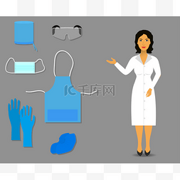 护士显示医疗服装和配件的工作