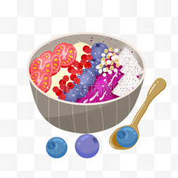 水果沙拉背景图图片_巴西莓果碗各类水果