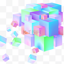 彩色渐变立体方块立方体几何