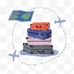 多个飞机图片_多个叠起来的行李箱