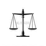 双平衡秤隔离图标在装饰架上的正义天平地米斯尺度孤立的正义双重平衡标志