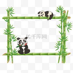 吃竹子与趴着竹子的熊猫竹子花卉