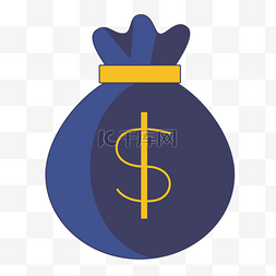 税务图表图片_蓝色美元钱袋税收标志