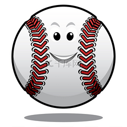 弹跳圆框图片_快乐的白色棒球，上面有红色的缝