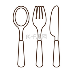 餐具套装刀、勺子、叉子的插图。