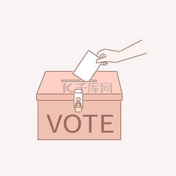 卡通投票箱图片_以线条艺术风格将您的票投入投票