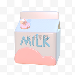 牛年dp点图片_3DC4D立体牛奶盒