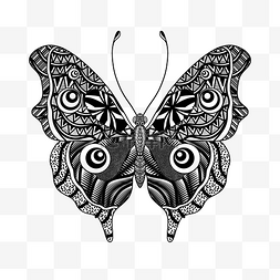 几何线条画对称蝴蝶填色本