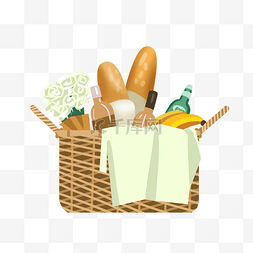 野餐篮图片_野餐面包和香蕉
