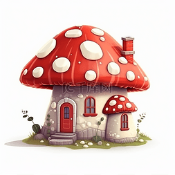 school房子图片_一个红色的蘑菇房子