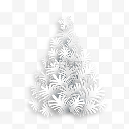 白色抽象线条画圣诞树剪纸